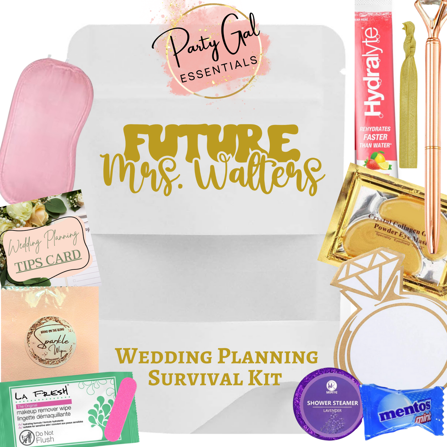 Retro Personalized Future Mrs. Wedding Planning Survival Kit